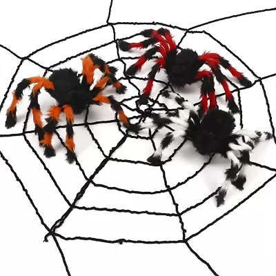 Halloweenska dekorácia - pavúk veľký čierno-biely - 75 cm