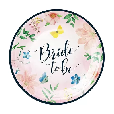 EKO Papierové taniere - Bride to be, kvety 18 cm - 6 ks