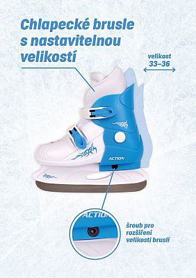 Chlapčenské hokejové korčule rozťahovacie Action, vel.33/36