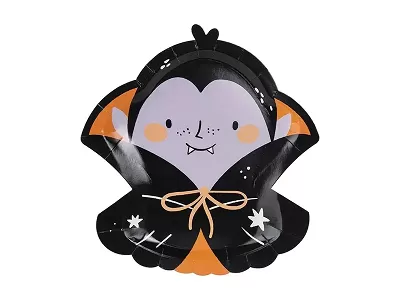 Papierové taniere Halloween - roztomilý Drakula - 23x25 cm