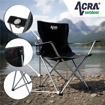 Skladacie kreslo Acra čierne s obalom