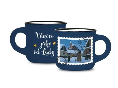 Skleněné vánoční hrnečky - Ladovská zima modré