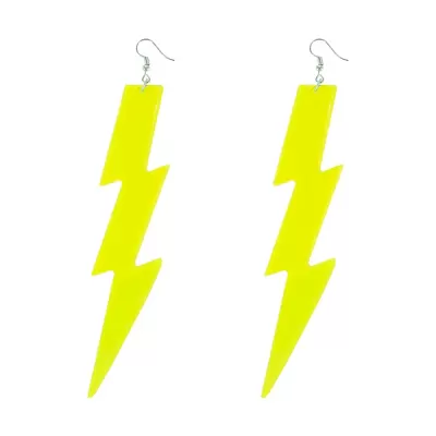Retro náušnice blesk - neonově žluté