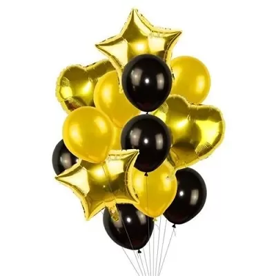 Balónový buket Zlato Čierny - 14 ks