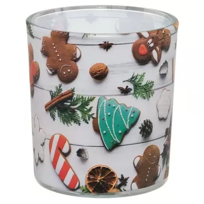 Skleněná dekorační vánoční svíčka - Sváteční čas