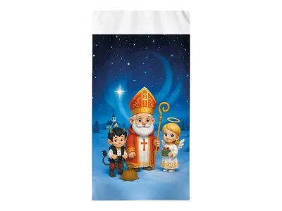 Mikulášský sáček - Mikuláš čert a anděl - noc 20 x 39 cm