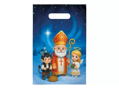 Mikulášská taška - Mikuláš čert a anděl - noc 20 x 30 cm