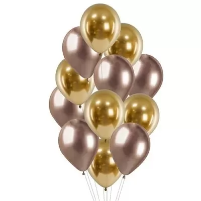 Balónový buket Chrome Luxus rose gold - 12 ks