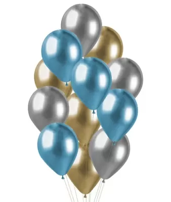 Balónový buket Chrome Luxus blue - 12 ks