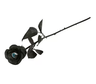 Halloweenská dekorace černá růže s okem
