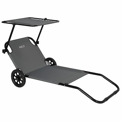 Plážové lehátko s tienidlom NILS Camp NC3307 sivé