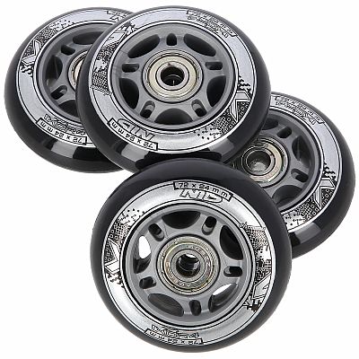 Zostava čiernych PU koliesok 72x24 + ložiská ABEC9 NILS EXTREME