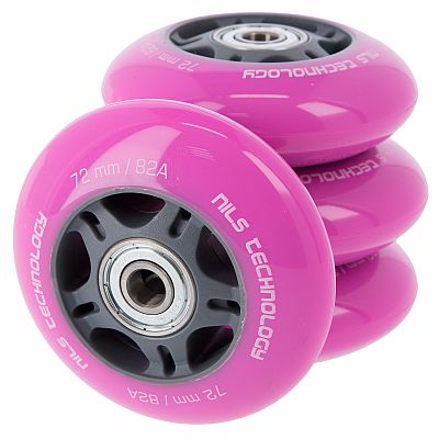 PU kolieska s ložiskami NILS EXTREME 72x24mm ABEC 7 ružové