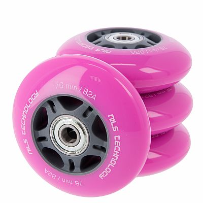 PU kolieska s ložiskami NILS EXTREME 76x24mm ABEC 7 ružové