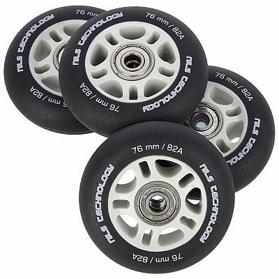 Matná kolieska NILS Extreme PU 76x24 82A s ložiskami ABEC 9, čierna, 4 ks