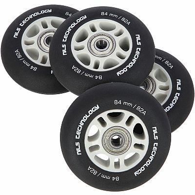 Matná kolieska NILS Extreme PU 84x24 82A s ložiskami ABEC 9, čierna, 4 ks