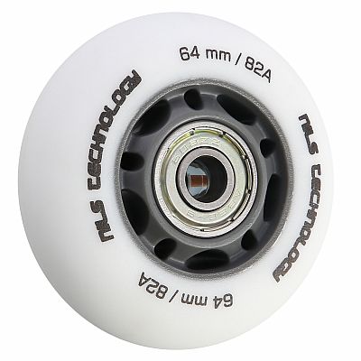 Matná kolieska NILS Extreme PU 64x24 82A s ložiskami ABEC 9, biela, 4 ks