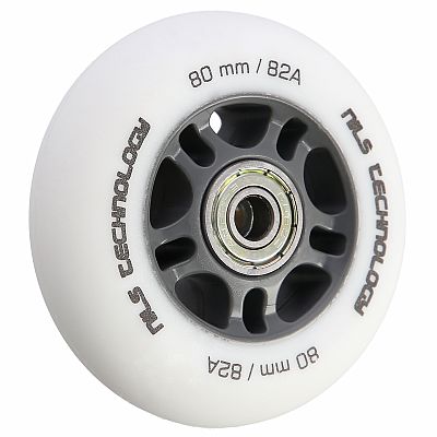 Matná kolieska NILS Extreme PU 80x24 82A s ložiskami ABEC 9, biela, 4 ks