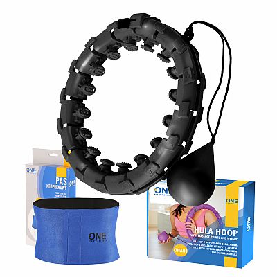 Súprava masážna hula hoop ONE Fitness OHA01 so závažím a zoštíhľujúceho pásu BR125 čierna