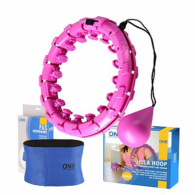 Súprava masážna hula hoop ONE Fitness OHA01 so závažím a zoštíhľujúceho pásu BR125 fialová