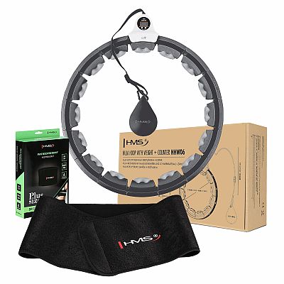 Súprava masážna hula hoop HMS HHW06 čierna so závažím a počítadlom a zoštíhľujúceho pásu BR163 plus size