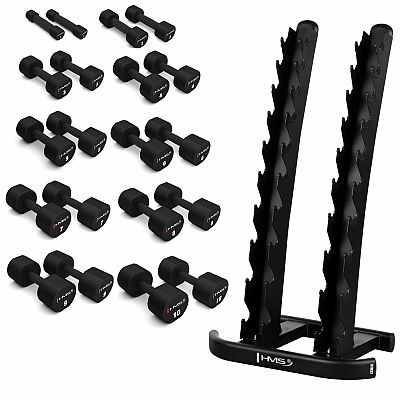 Súprava 10 párov jednoručiek HMS HPT 1-10 kg a stojana STR37