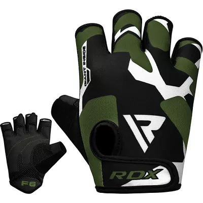 RDX Fitness rukavice GYM GLOVES SUBLIMATION F6, čierno zelené S - S