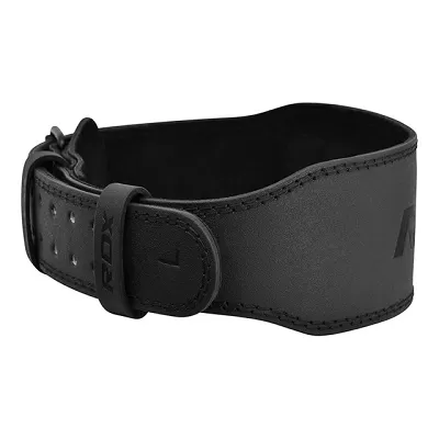 RDX Vzpieračský opasok GYM BELT 4palcový kožený, celočierny, XL - XL