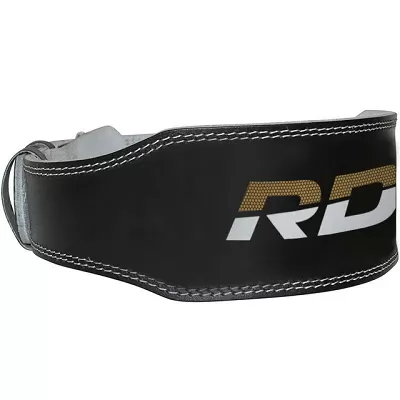 RDX Vzpieračský opasok GYM BELT 4palcový kožený, čierno zlatý, M - M