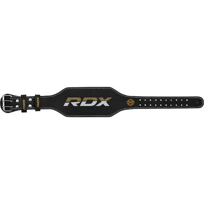 RDX Vzpieračský opasok GYM BELT 4palcový kožený, čierno zlatý, S - S