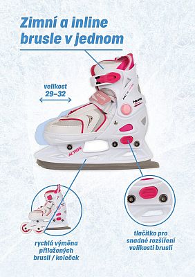Dievčenské korčule s vymeniteľným podvozkom 2 v 1 veľ. 29/32