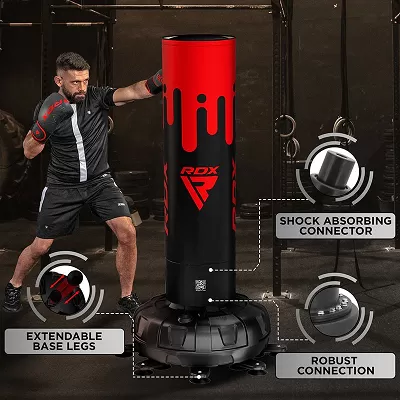 RDX Voľne stojace boxovacie vrece ADULTS PUNCH BAG F9 s rukavicami, červeno-čierny 6ft