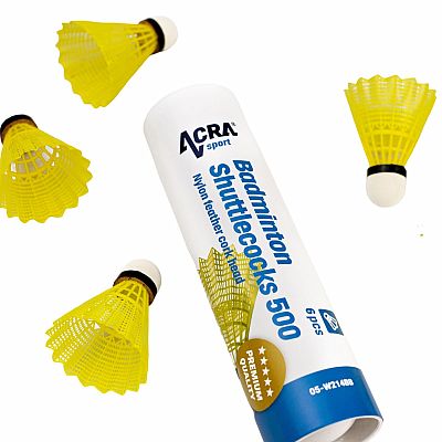 Acra bedmintonové loptičky 500, 6 ks nylon v dóze