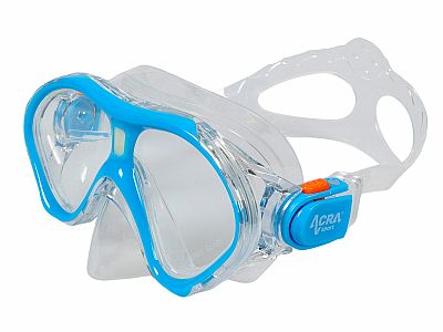 Šnorchlovací set 3 v 1, DETSKÝ, MODRÝ, obsahuje masku, plutvy a šnorchel