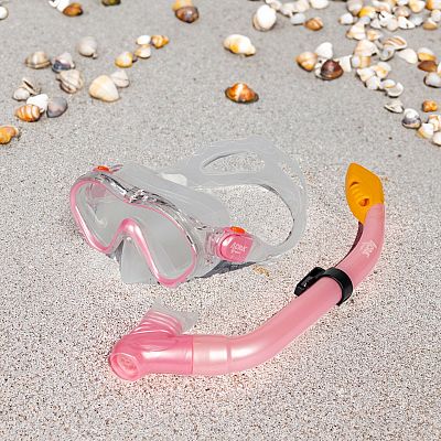 Šnorchlovací set 2 v 1, DETSKÝ, RUŽOVÝ, obsahuje masku a šnorchel