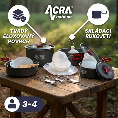 Acra C22 camping set riadu alluminium pre 3-4 osoby