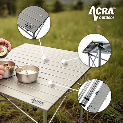Acra campingový skladací stôl C3S - hliník 70x70x70cm