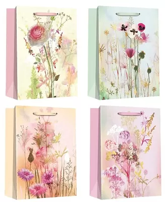 Darčeková taška veľká Kvety so zlatými detailmi