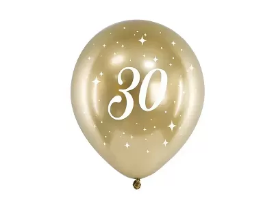 Latexové balóniky metalické zlaté 30. narodeniny - 6 ks