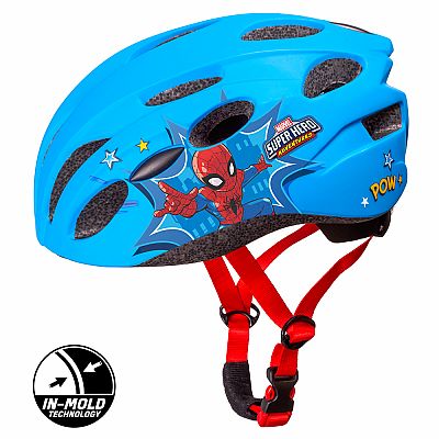 Cyklistická prilba Spiderman, modrá, M 52-56 cm IN-MOLD