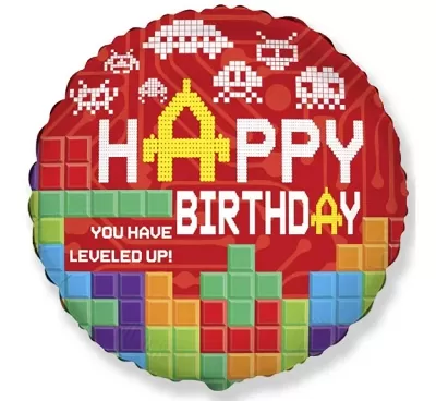 Fóliový balónek Happy Birthday s herním motivem 45 cm