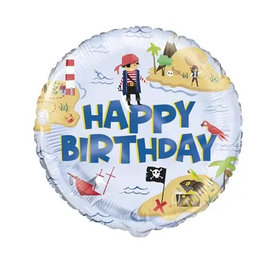Fóliový balonek kruh Happy Birthday Piráti 46 cm
