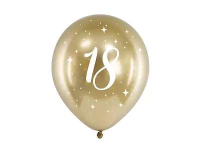 Latexové balonky metalické zlaté 18. narozeniny - 6 ks