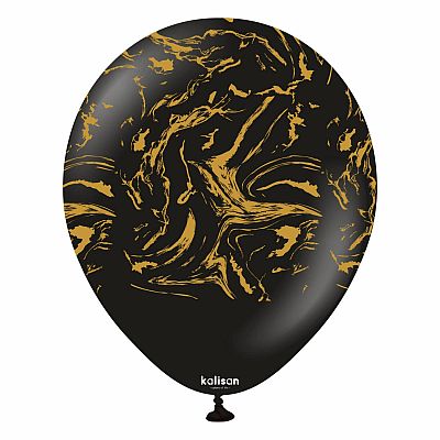 Dekorační balonky černé se zlatým mramorovým vzorem 30 cm 25 ks