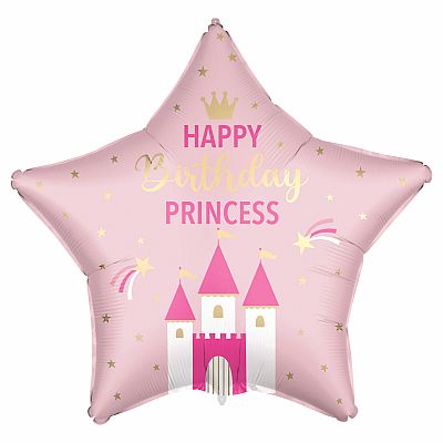 Fóliový balonek hvězda Happy Birthday Princess 46 cm