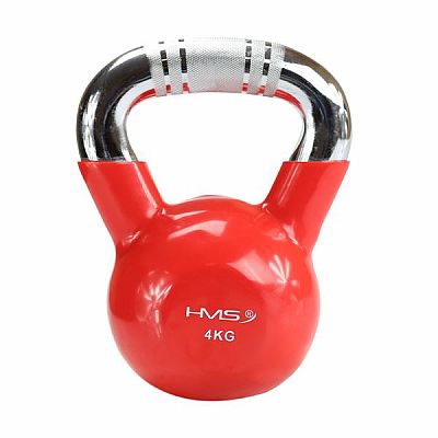 Kettlebell s chrómovaným úchopom HMS KTC 4 kg červený