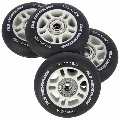 Matná kolieska NILS Extreme PU 76x24 82A s ložiskami ABEC 9, čierna, 4 ks