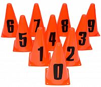 Set oranžových kužeľov s číslicami 0-9