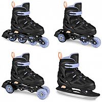 Spokey QUATTRO Korčule 4v1, čierno-fialové, veľ. 30-41