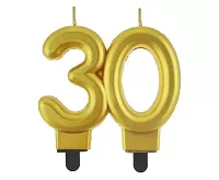 Sviečka narodeninová číslica 30 metalická zlatá